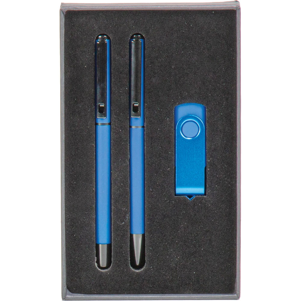 9220-16GB-L Lacivert USB Kalem Set Logolu Promosyon Fiyati
