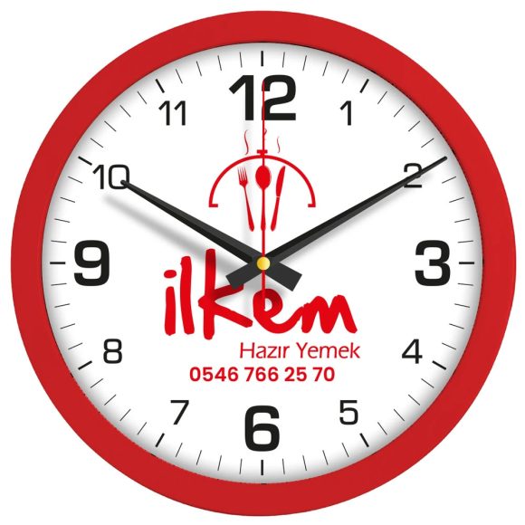 V30-334-K Kirmizi Logo Baskili Duvar Saati Fiyati