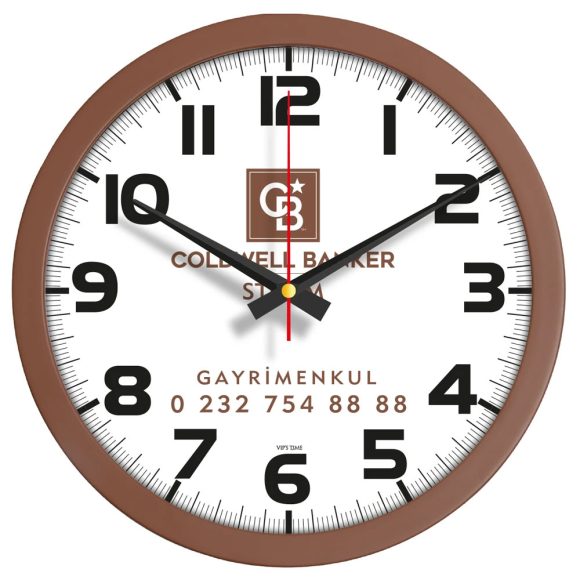 V30-334-KH Kahverengi Logo Baskili Duvar Saati Fiyati