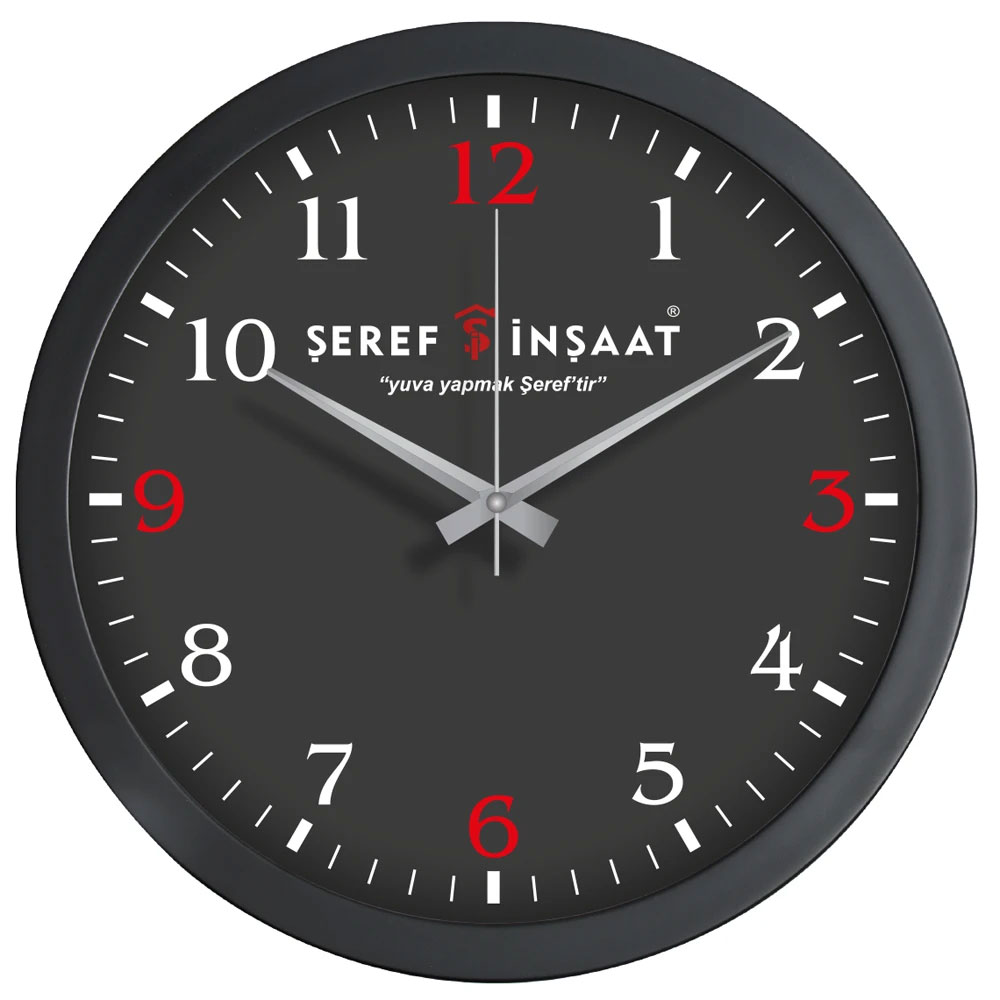 V30-334-S Siyah Logo Baskili Duvar Saati Fiyati