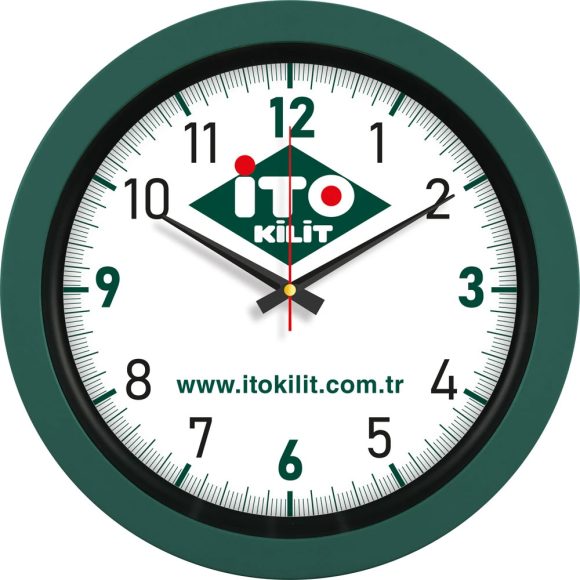 V30-346-HYSL Haki Yesil Logo Baskili Duvar Saati Fiyati