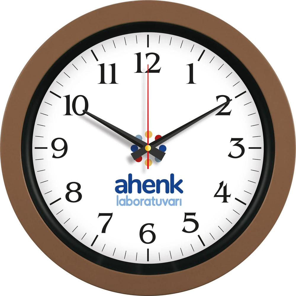 V30-346-KH Kahverengi Logo Baskili Duvar Saati Fiyati
