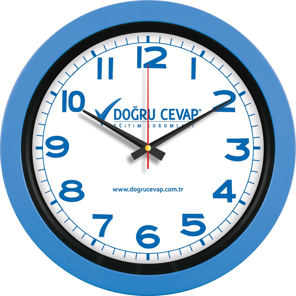 V30-346-MV Mavi Logo Baskili Duvar Saati Fiyati