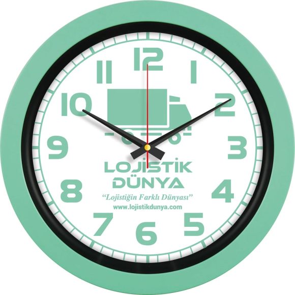 V30-346-MYSL Mint Yesili Logo Baskili Duvar Saati Fiyati