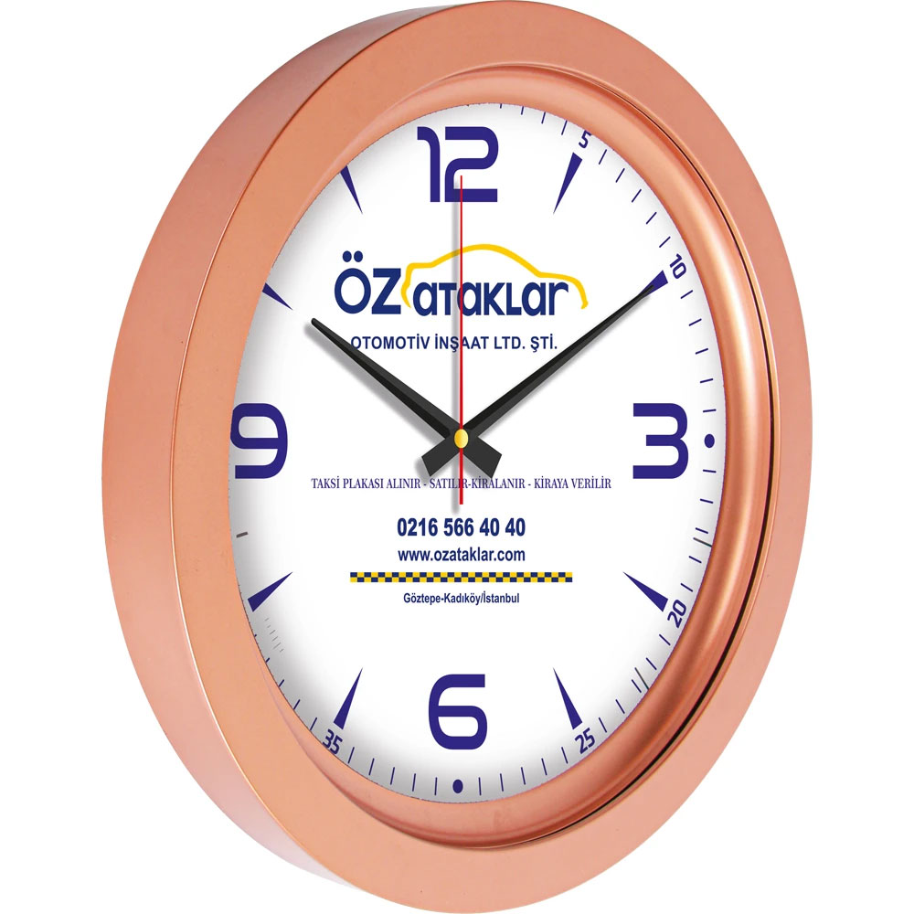 V30-741-B Bronz Logo Baskili Duvar Saati Fiyati