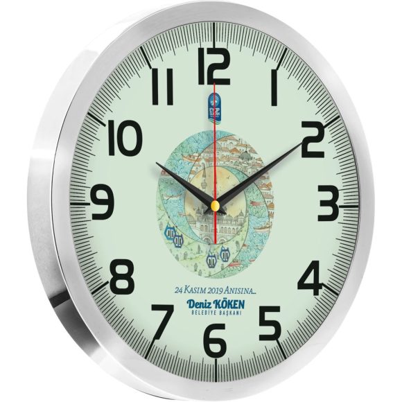 V30-840-B Logo Baskili Duvar Saati Fiyati