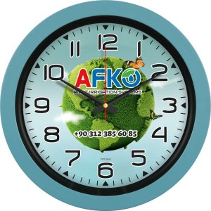 V30-346-CMV Celik Mavisi Logo Baskili Duvar Saati Fiyati