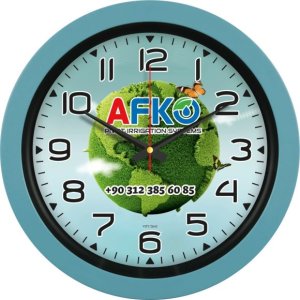 V30-346-CMV Celik Mavisi Logo Baskili Duvar Saati Fiyati küçük görsel