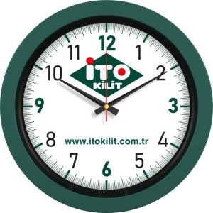 V30-346-HYSL Haki Yesil Logo Baskili Duvar Saati Fiyati küçük görsel